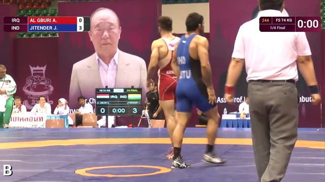1/4 FS - 74 kg: J. JITENDER (IND) df. A. AL GBURI (IRQ) by TF, 10-0 смотреть онлайн