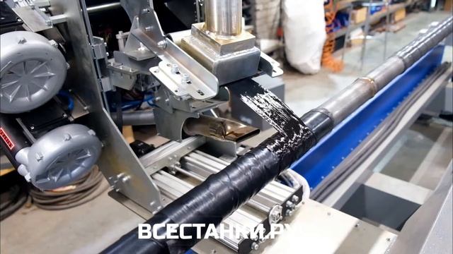 Уникальный станок для нанесения стеклопластикового покрытия на трубы диаметром до 110мм длиной до 4м смотреть онлайн