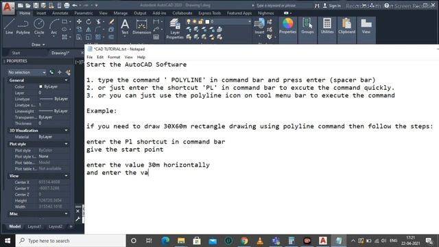 How to Draw a 2D Polyline in AutoCAD 2020 l AutoDesk AutoCAD 2020 смотреть онлайн