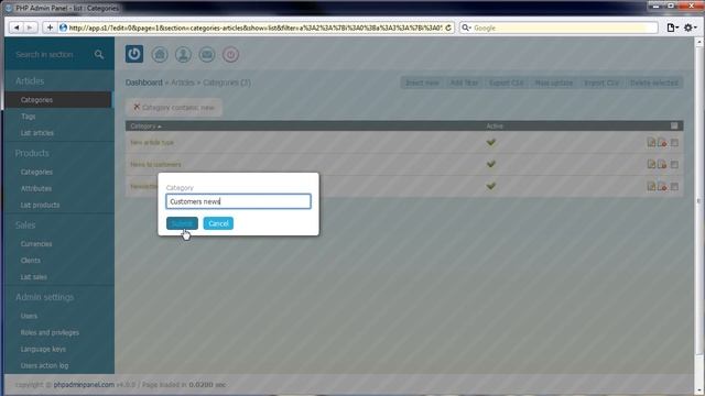 PHP Admin Panel - small categories demo смотреть онлайн