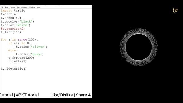 Python Turtle - Draw Circle Design Using Square Shape in Python Turtle Graphics By #BKTutorial смотреть онлайн