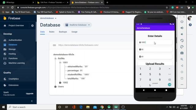Firebase Realtime Database Example using Android | FirebaseTutorials.com смотреть онлайн