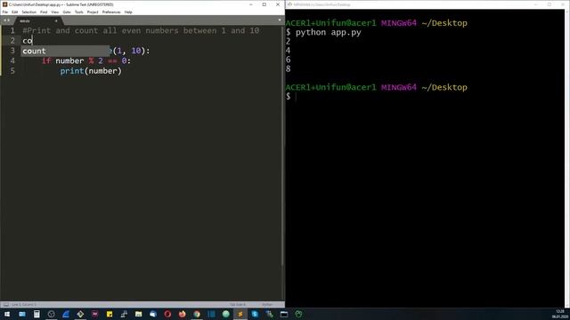 Python Exercises | Print and count all even numbers between 1 and 10 смотреть онлайн
