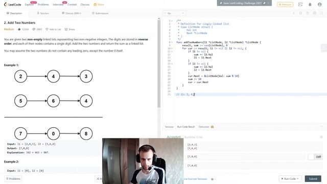 LeetCode 2 Add Two Numbers Golang смотреть онлайн