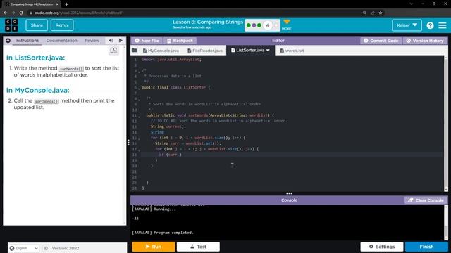 Code.org Lesson 8.4A Sort a List Comparing Strings | Tutorial with Answers | CSA Unit 6 (2022) смотреть онлайн