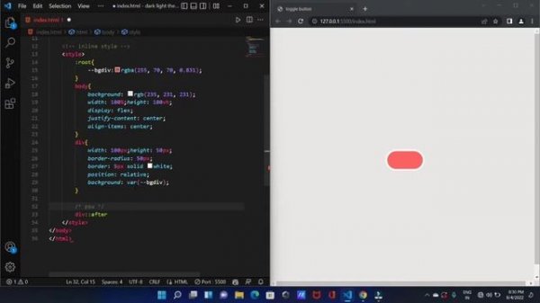 How to make dark theme by toggle switch in HTML CSS JS in Tamil
