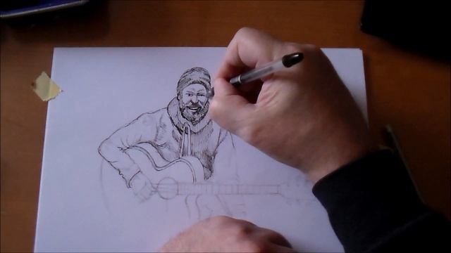 Как рисовать скетчи людей карандашом/ Рисуем уличного музыканта с гитарой поэтапно смотреть онлайн