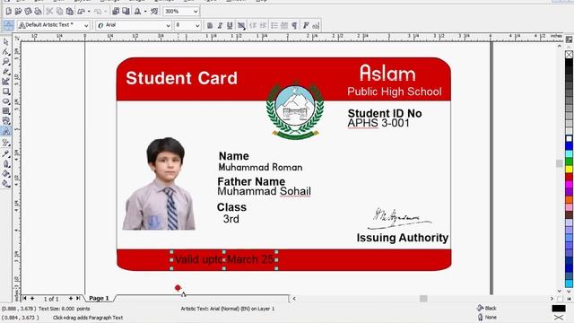 Student Card Simple Design in CorelDraw 12 смотреть онлайн