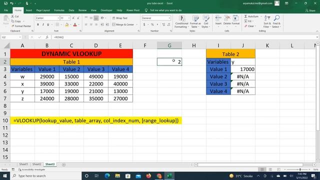 How to make VLOOKUP formula Dynamic in Excel ? смотреть онлайн