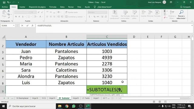 Excel Formula Subtotal | Como usar formula subtotal en Excel смотреть онлайн