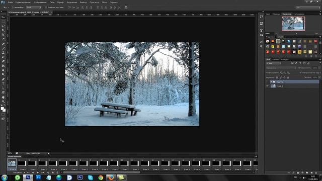 Снегопад (работа с футажом) фотошоп Ps6 смотреть онлайн