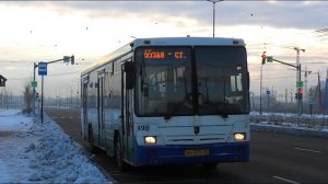 Автобус НефАЗ-5299-20-32 борт №490 маршрут №65 в безлюдном микрорайоне «Новокольцовский»