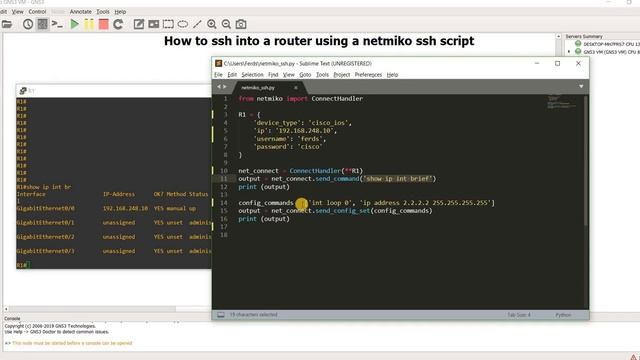 How to SSH into a router using a netmiko script on Windows смотреть онлайн