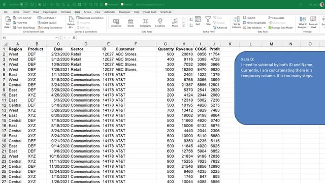 Excel Excel Subtotal By Id But Add The Last Customer Name To Subtotal Row - Episode 2561 смотреть онлайн