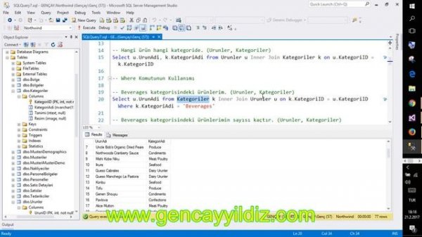 20-) T-SQL Inner Join'de İki Tabloyu Birleştirme