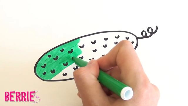 Раскраска для детей ОГУРЕЦ - Рисуем простой рисунок раскраску | Color&Berries смотреть онлайн