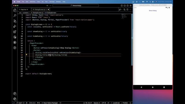 #14 Mastering React Native Paper Dialogs | Interactive Pop-Up Components | React Native Paper Serie смотреть онлайн