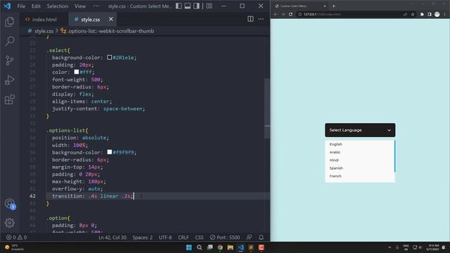 Custom Select Menu Using HTML, CSS & Javascript смотреть онлайн
