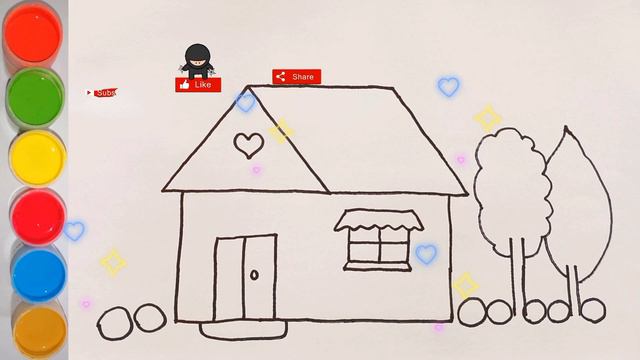 House drawing Painting Coloring for Kids & Toddlers 🏠 house drawing for kids 💛 how to draw house смотреть онлайн