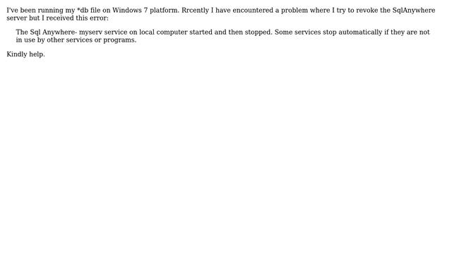 Databases: SqlAnywhere 12- service started but stopped (2 Solutions!!) смотреть онлайн