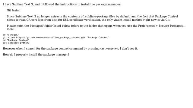 Unable to install the Sublime Text 3 package manager via Git смотреть онлайн