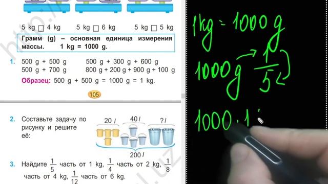 Единицы измерения массы 3 класс Матем стр 105 106 смотреть онлайн