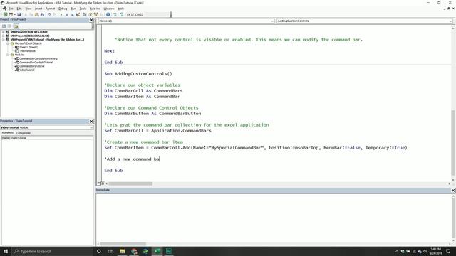 How to Work With the Command Bar Control Object in VBA смотреть онлайн