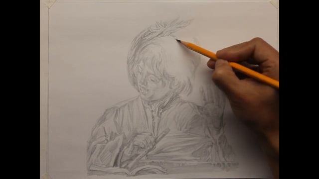 How to draw pencil sketch Singing Boy with Flute By Frans Hals смотреть онлайн