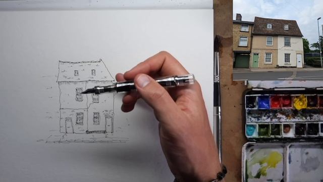 Simple Watercolour and Ink - Urban Sketching Tutorial for Beginners смотреть онлайн