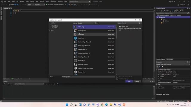 Visual Studio 2022 | Getting Started Web Design |  HTML & CSS
