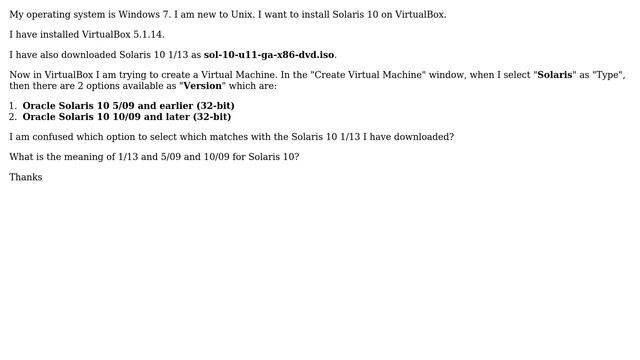 In VirtualBox what Solaris version to select for installing Solaris 10 1/13? смотреть онлайн