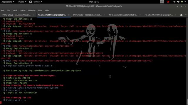 WebPwn3r - Web Applications Security Scanner tested on Kali Linux смотреть онлайн