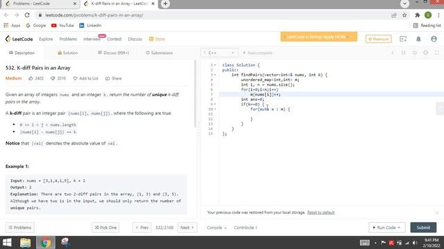 Hash table - Telugu explanation - K diff Pairs in an Array ( Leetcode daily problem Feb 9th 2022 ) смотреть онлайн