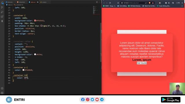Building a Quote Generator | HTML,CSS, Java Script | Web development with Entri Elevate Telugu смотреть онлайн