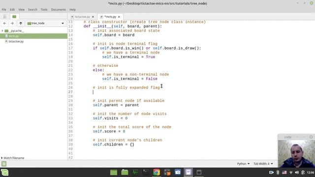 Coding tic tac toe AI using reinforcement learning (MCTS): defining TREE NODE class смотреть онлайн