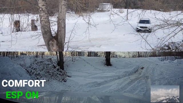 Сравнение режимов OFFROAD и COMFORT на диагоналке зимой Geely Atlas Pro, работа блокировок смотреть онлайн