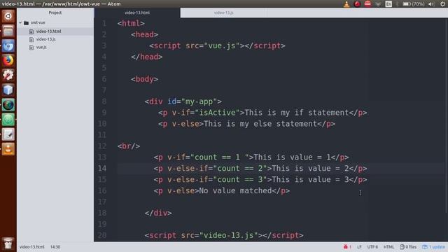 VueJs 2 Tutorial for beginners in HINDI | ENGLISH (#13) Conditional v-if, v-else, v-else-if, v-show смотреть онлайн