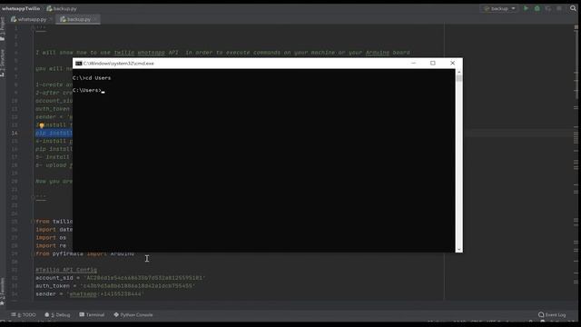 Twilio Whatsapp API with Python and pyFirmata Arduino смотреть онлайн