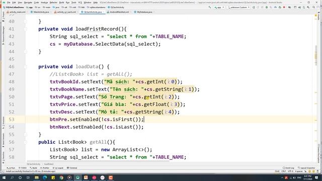 10.1 SQLite - QLSach Chức năng hiện thị quyển sách đầu tiên, fix lỗi liên quan đến cursor смотреть онлайн