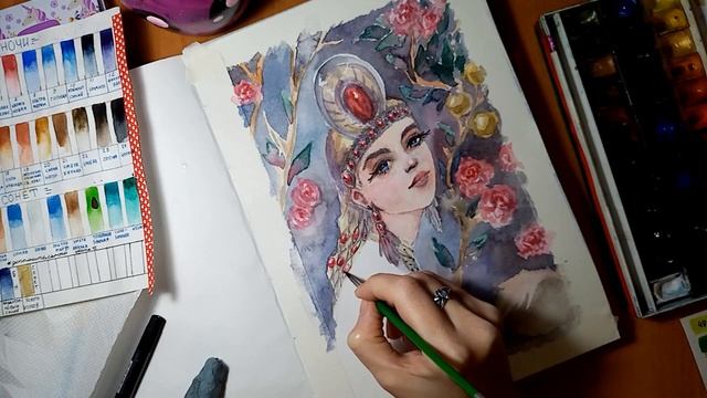 draw portrait жар-птица. Рисуем портрет девушки акварелью в славянском стиле (стилизация)арт-марафо смотреть онлайн