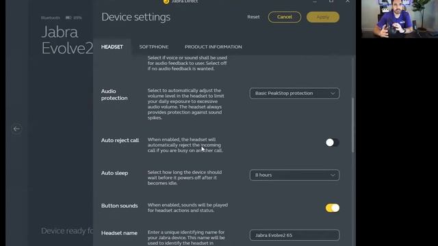 Advanced Settings on Jabra Evolve2 65 Wireless Headset смотреть онлайн