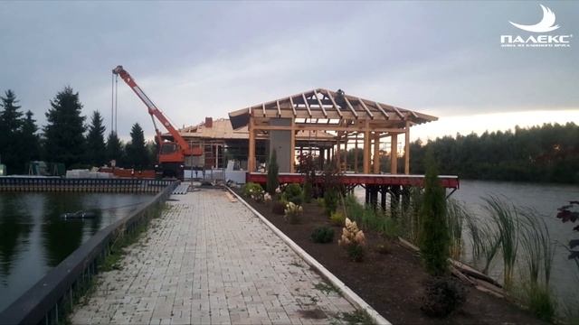 Павильон беседка из клееных балок на берегу реки от ПАЛЕКС дома из клееного бруса смотреть онлайн