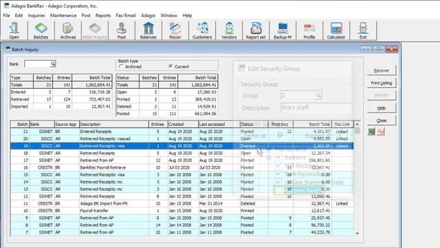 Adagio BankRec - Recover Batches смотреть онлайн