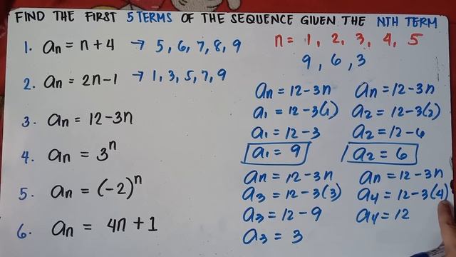 Finding the first 5 terms of the sequence given the nth term смотреть онлайн