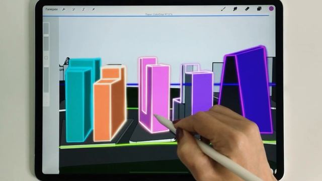 Уроки Procreate. 62.  Перспектива без построения. Мои траблы. Экспромт.