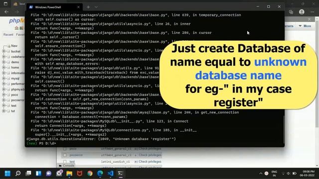 django.db.utils.OperationalError_ (1049, _Unknown database 'register'_) |window 11|2022 update смотреть онлайн