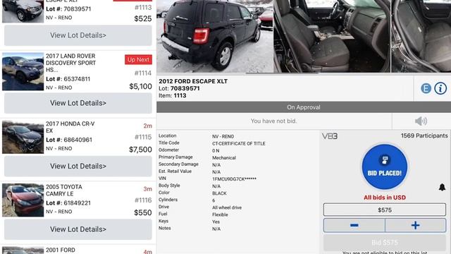 Copart - Reno Online Auction (Ford Escape) смотреть онлайн