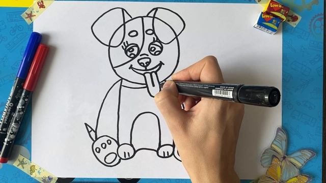 How to draw a dog / Как нарисовать собачку смотреть онлайн