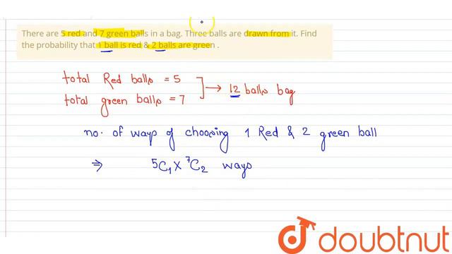There are 5 red and 7 green balls in a bag. Three balls are drawn from it. Find the probability ... смотреть онлайн