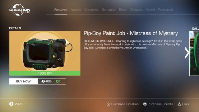 Fallout 4 Creation Club Freebies - Mistress of Mystery Pip-Boy Paint смотреть онлайн